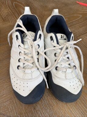 AF Fencing Outfitters Kids White and Navy Lace-Up Sneakers